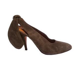 Carven Shoes Suede Bow Accents Slingback Heels